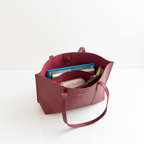 Burgundy Tote & Pouch Set